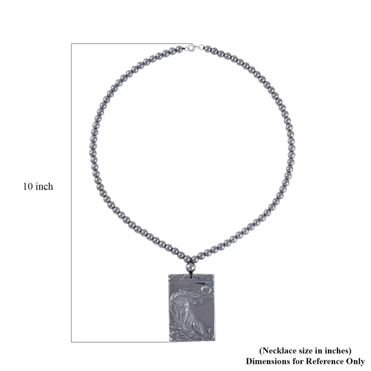 Terahertz 300.85 ctw Pendant with Beaded Necklace, Tiger Pendant with Beads Necklace, 20 Inch Necklace, Rhodium Over Sterling Silver Necklace image number 6