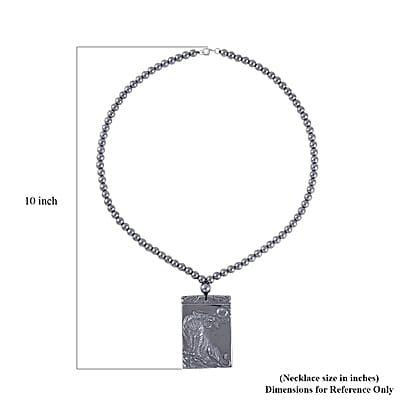 Terahertz 300.85 ctw Pendant with Beaded Necklace, Tiger Pendant with Beads Necklace, 20 Inch Necklace, Rhodium Over Sterling Silver Necklace