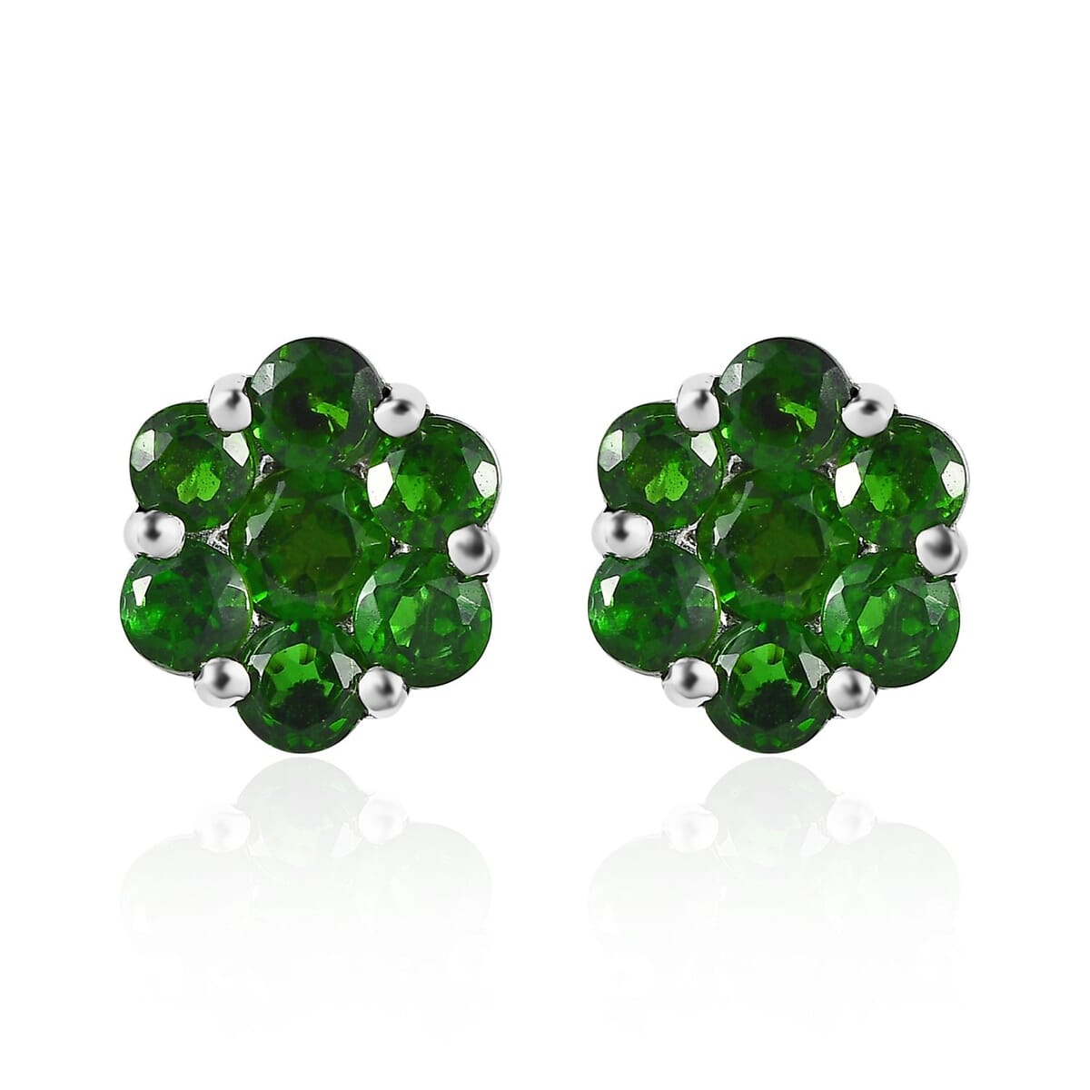 Chrome Diopside Floral Stud Earrings in Platinum Over Sterling Silver 2.00 ctw image number 0