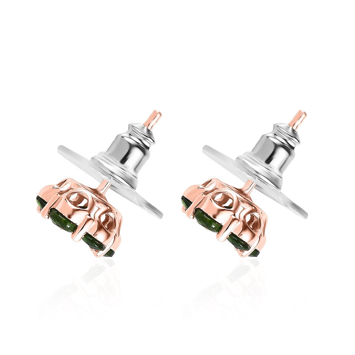 Chrome Diopside Floral Stud Earrings in Vermeil Rose Gold Over Sterling Silver 2.00 ctw image number 3