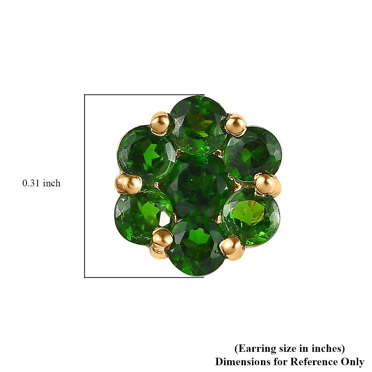 Chrome Diopside Floral Stud Earrings in Vermeil Yellow Gold Over Sterling Silver 2.00 ctw image number 1