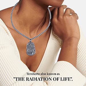 Terahertz 303.70 ctw Pendant with Beaded Necklace, Qilin Pendant with Beads Necklace, 20 Inch Necklace, Rhodium Over Sterling Silver Necklace