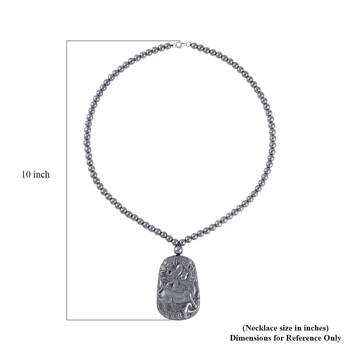 Terahertz 303.70 ctw Pendant with Beaded Necklace, Qilin Pendant with Beads Necklace, 20 Inch Necklace, Rhodium Over Sterling Silver Necklace