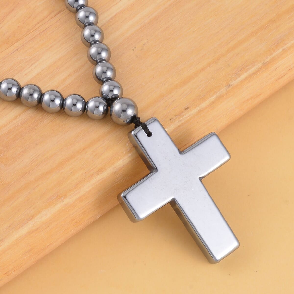 Terahertz 166.00 ctw Pendant with Beaded Necklace, Cross Pendant with Beads Necklace, 20 Inch Necklace, Rhodium Over Sterling Silver Necklace image number 1
