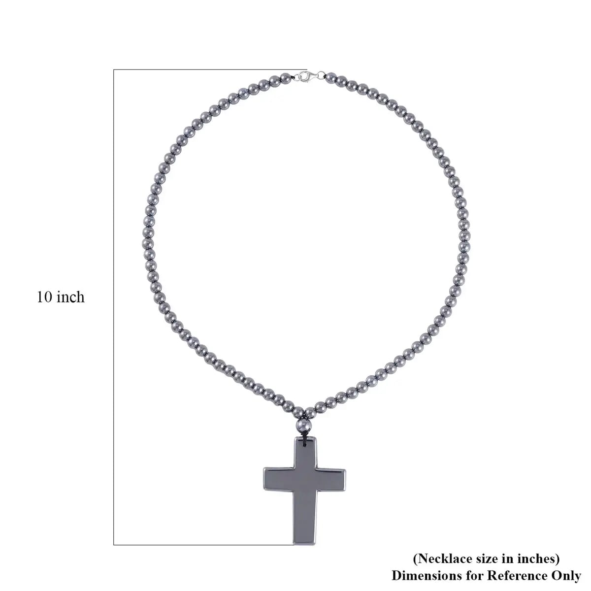 Terahertz 166.00 ctw Pendant with Beaded Necklace, Cross Pendant with Beads Necklace, 20 Inch Necklace, Rhodium Over Sterling Silver Necklace image number 6