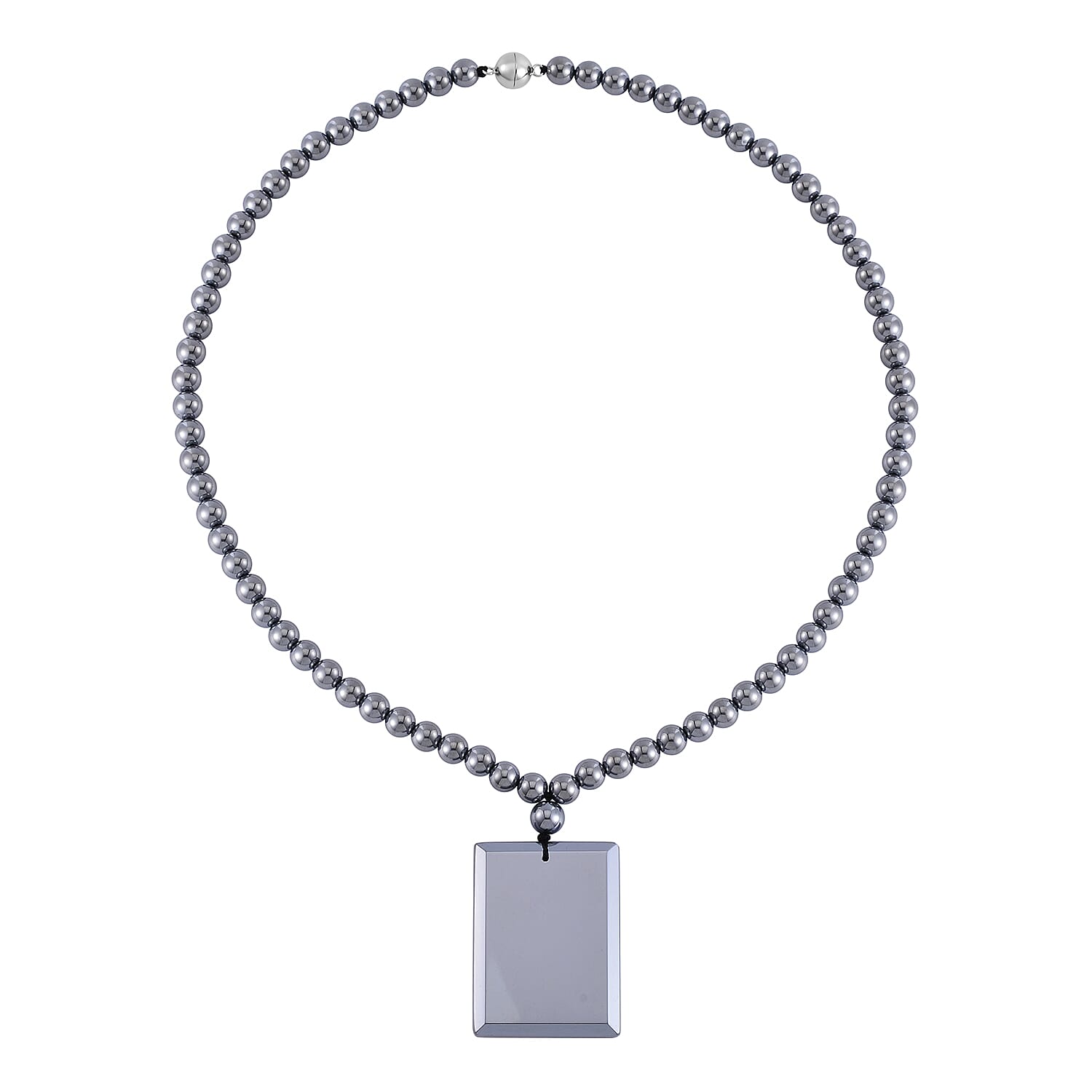 Terahertz 208.60 ctw Pendant with Beaded Necklace, Bar Pendant with Beads Necklace, 20 Inch Necklace, Rhodium Over Sterling Silver Necklace