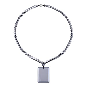 Terahertz 208.60 ctw Pendant with Beaded Necklace, Bar Pendant with Beads Necklace, 20 Inch Necklace, Rhodium Over Sterling Silver Necklace