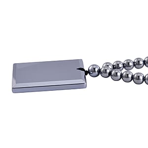 Terahertz 208.60 ctw Pendant with Beaded Necklace, Bar Pendant with Beads Necklace, 20 Inch Necklace, Rhodium Over Sterling Silver Necklace
