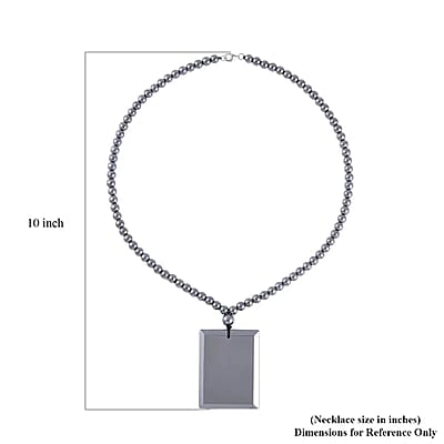 Terahertz 208.60 ctw Pendant with Beaded Necklace, Bar Pendant with Beads Necklace, 20 Inch Necklace, Rhodium Over Sterling Silver Necklace