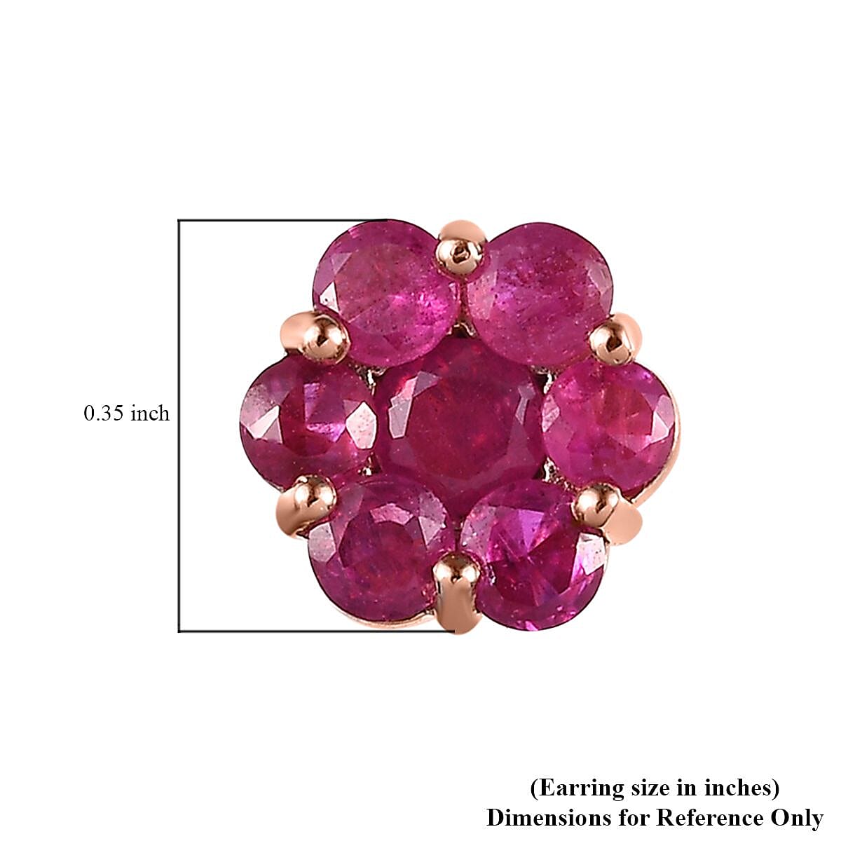Niassa Ruby (FF) Floral Stud Earrings in Vermeil Rose Gold Over Sterling Silver 2.75 ctw