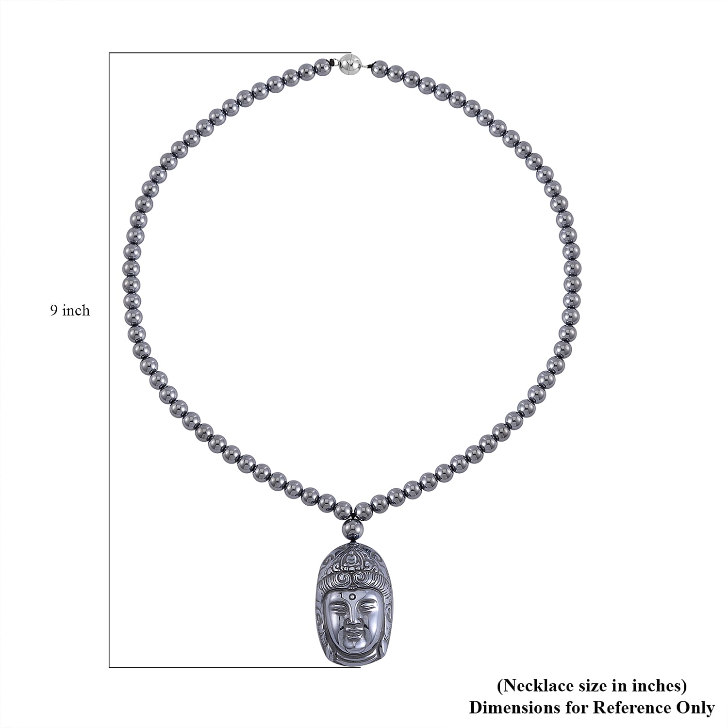 Terahertz 232.60 ctw Pendant with Beaded Necklace, Buddha Face Pendant with Beads Necklace, 20 Inch Necklace, Rhodium Over Sterling Silver Necklace