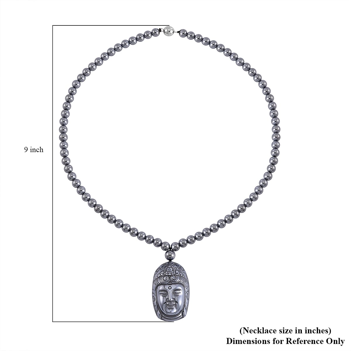 Terahertz 232.60 ctw Pendant with Beaded Necklace, Buddha Face Pendant with Beads Necklace, 20 Inch Necklace, Rhodium Over Sterling Silver Necklace image number 5