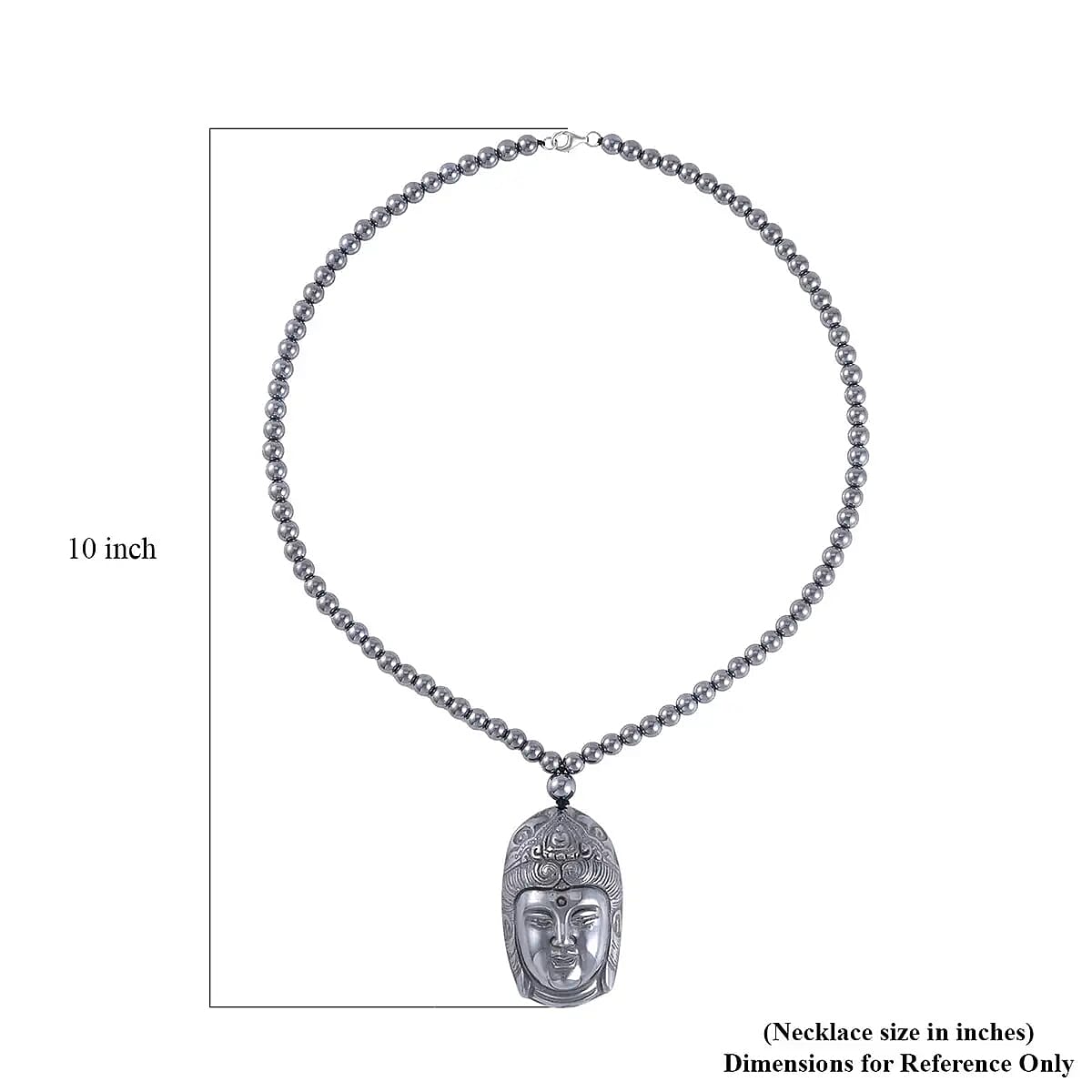 Terahertz 232.60 ctw Pendant with Beaded Necklace, Buddha Face Pendant with Beads Necklace, 20 Inch Necklace, Rhodium Over Sterling Silver Necklace