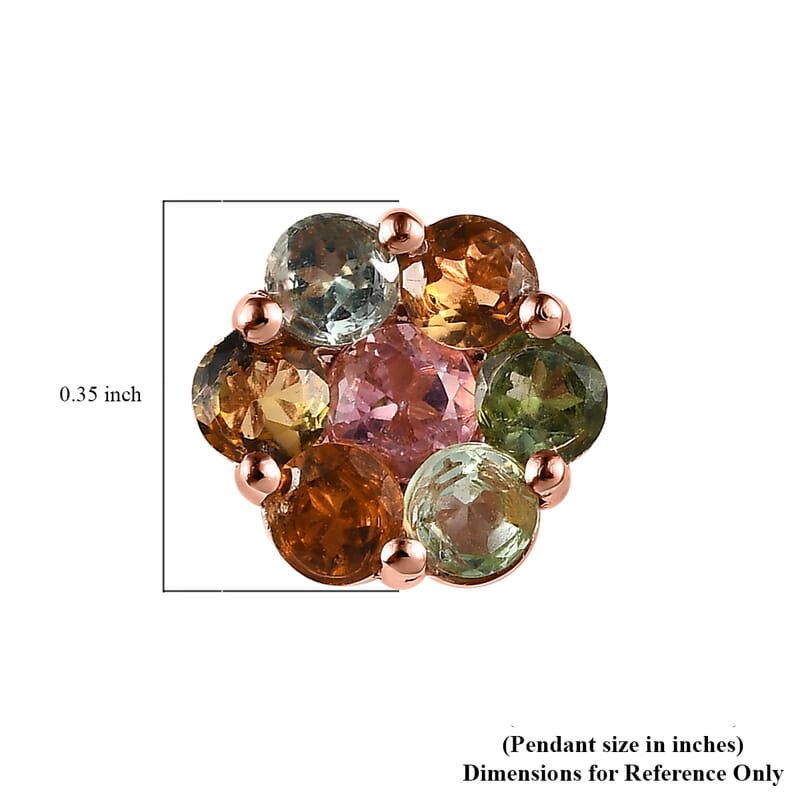 Multi-Tourmaline Floral Stud Earrings in Vermeil RG Over Sterling Silver 1.70 ctw