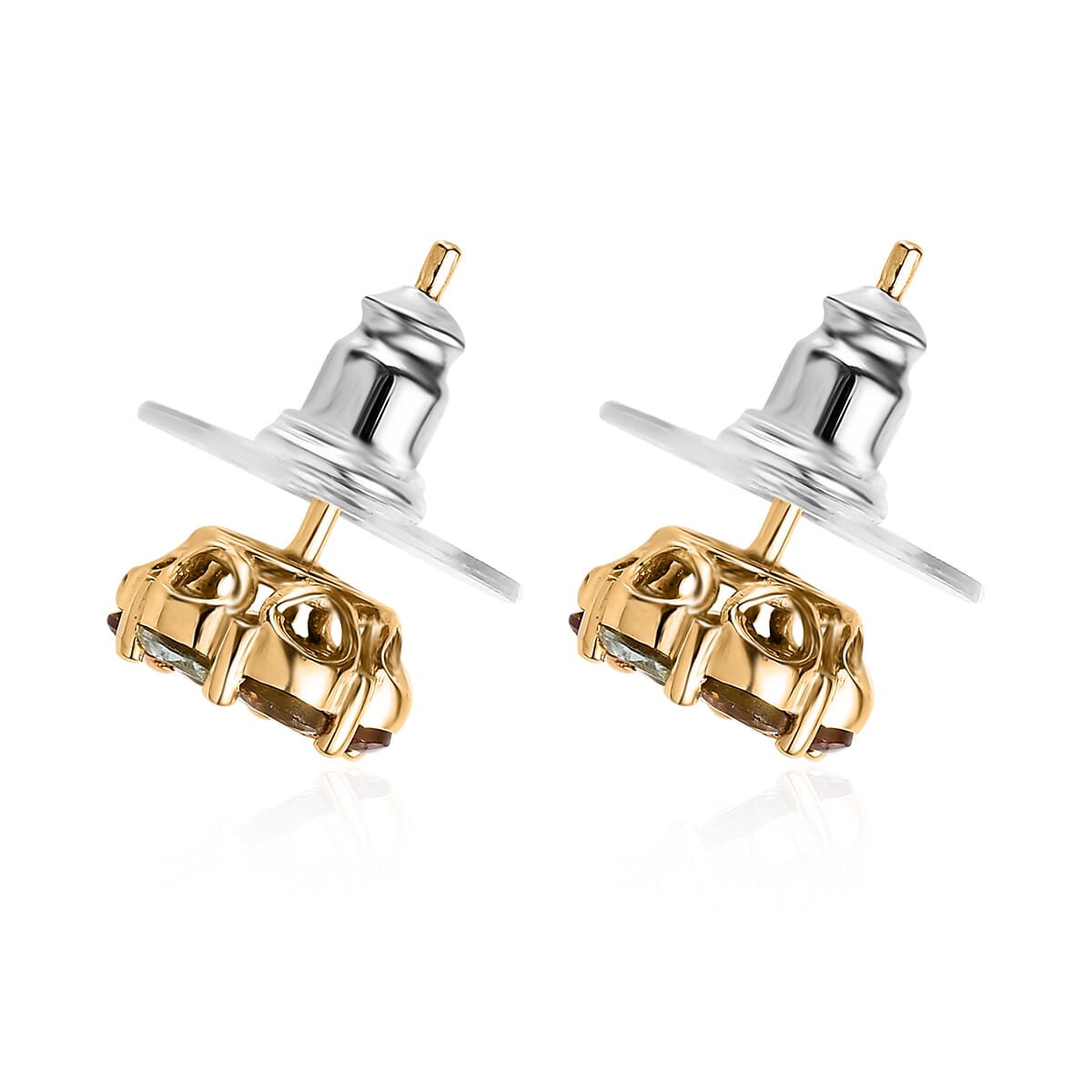 Multi-Tourmaline Floral Stud Earrings in Vermeil Yellow Gold Sterling Over Silver 1.70 ctw image number 3