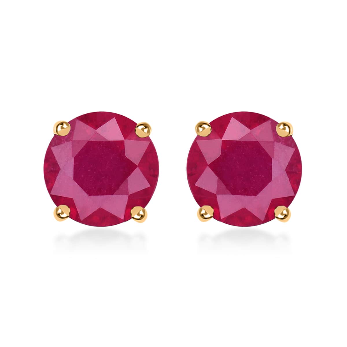 Luxoro 14K Yellow Gold Premium Niassa Ruby (FF) Solitaire Stud Earrings 3.85 ctw image number 0