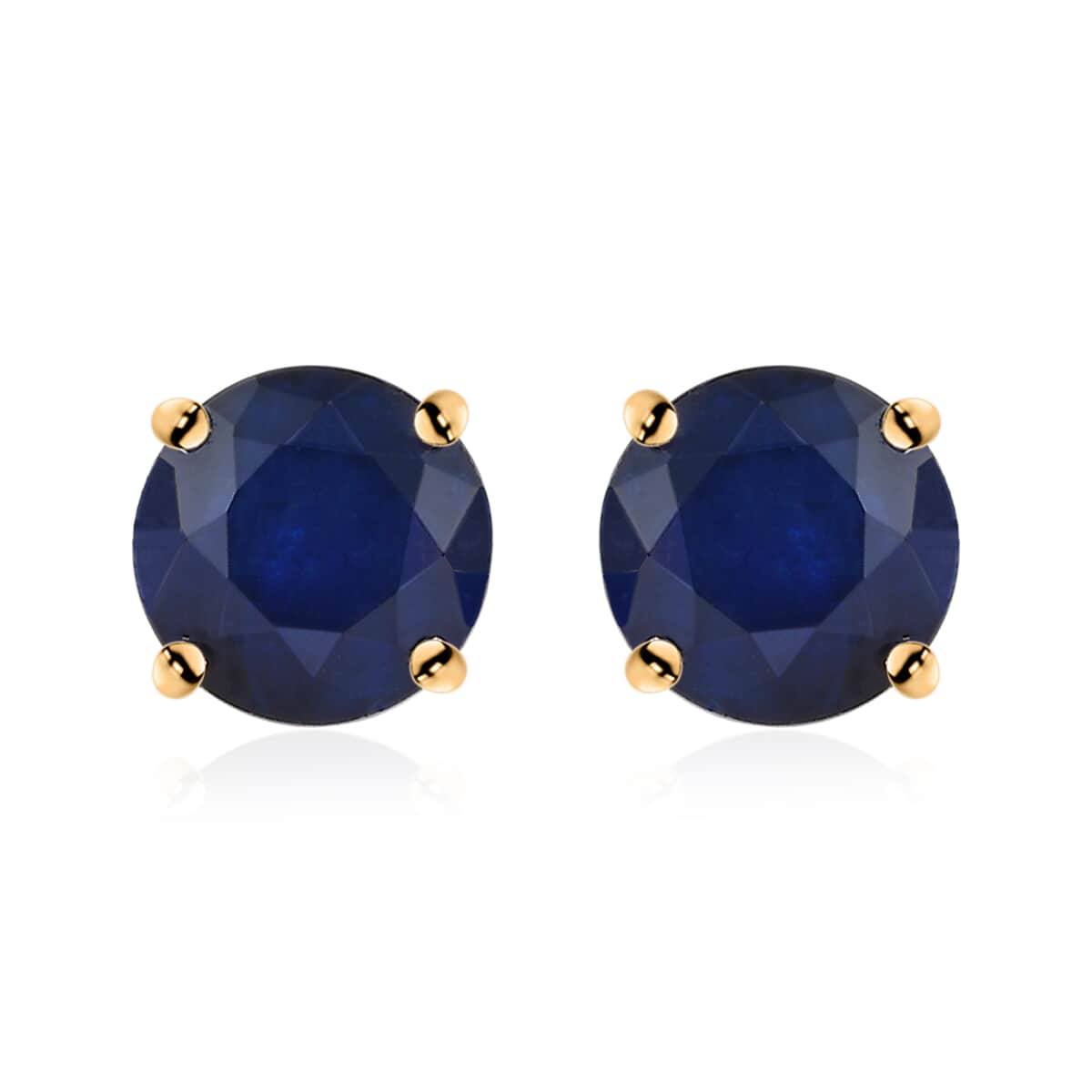 Luxoro 14K Yellow Gold Premium Madagascar Blue Sapphire (DF) Solitaire Stud Earring 3.15 ctw image number 0