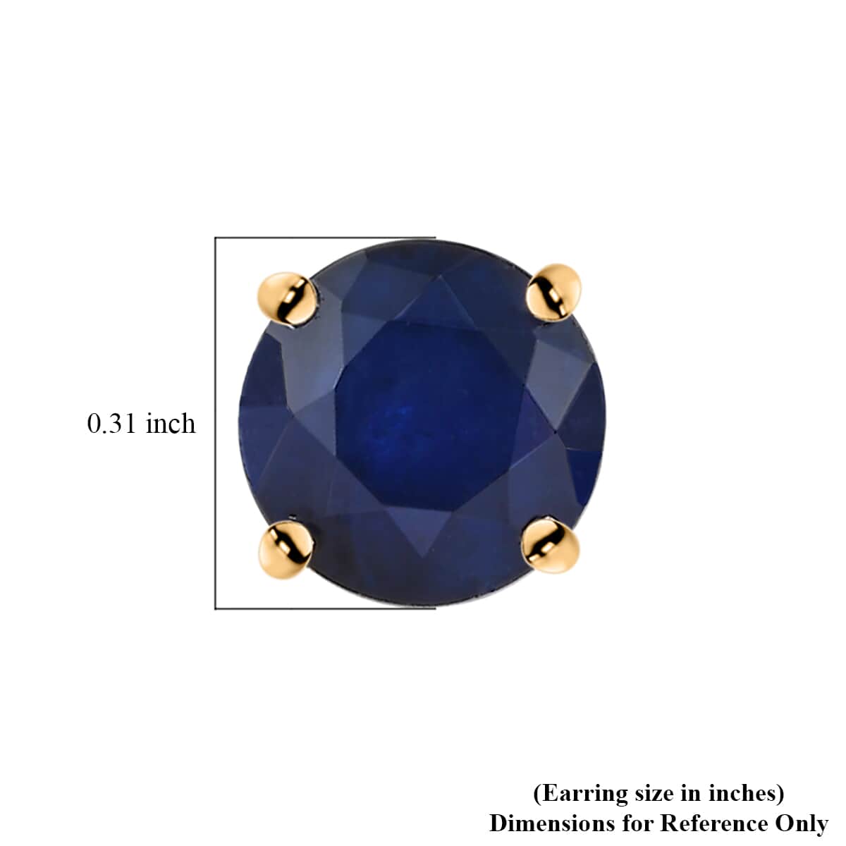 Luxoro 14K Yellow Gold Premium Madagascar Blue Sapphire (DF) Solitaire Stud Earring 3.15 ctw image number 4