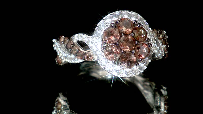 Jenipapo Andalusite and White Zircon Ring in Platinum Over Sterling Silver (Size 10.0) 1.65 ctw