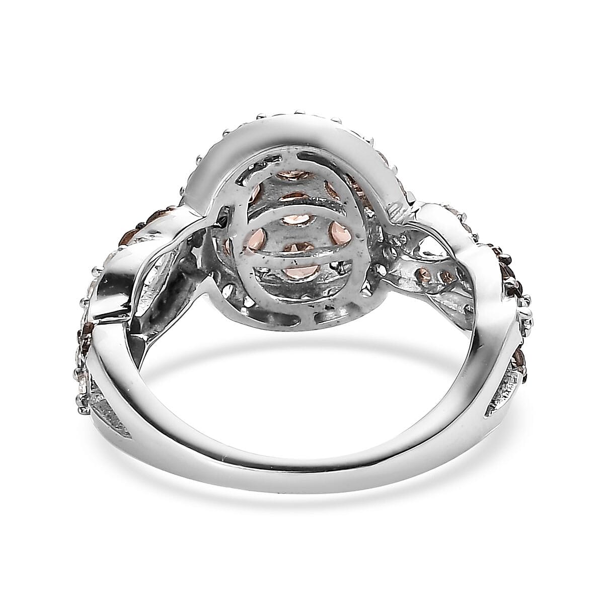 Jenipapo Andalusite and White Zircon Ring in Platinum Over Sterling Silver (Size 5.0) 1.65 ctw