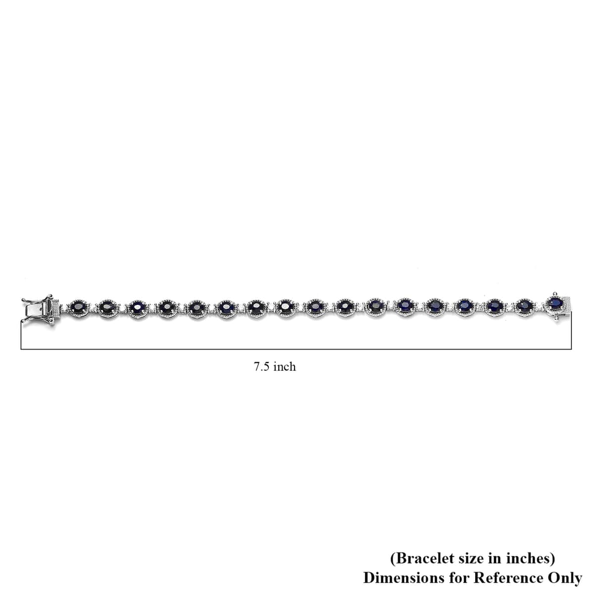 Madagascar Blue Sapphire (DF) and White Zircon Bracelet in Platinum Over Sterling Silver (7.25 In) 10.80 ctw image number 4