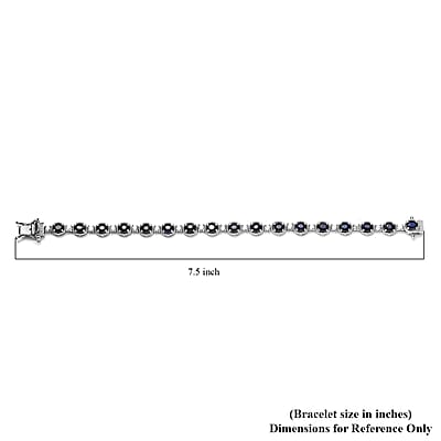 Madagascar Blue Sapphire (DF) and White Zircon Bracelet in Platinum Over Sterling Silver (7.25 In) 10.80 ctw