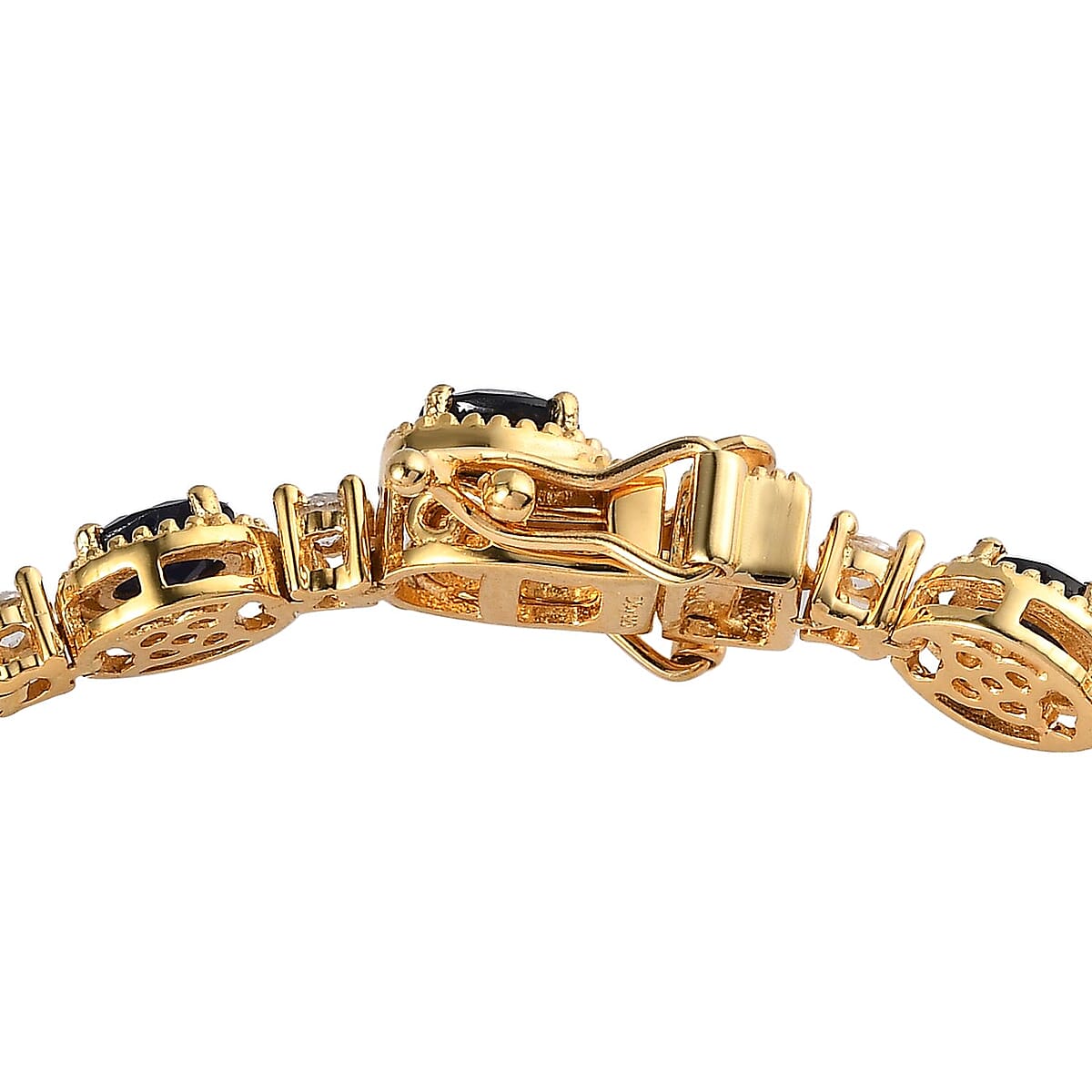 Madagascar Blue Sapphire (DF) and White Zircon Bracelet in Vermeil Yellow Gold Over Sterling Silver (7.25 In) 10.75 ctw image number 3