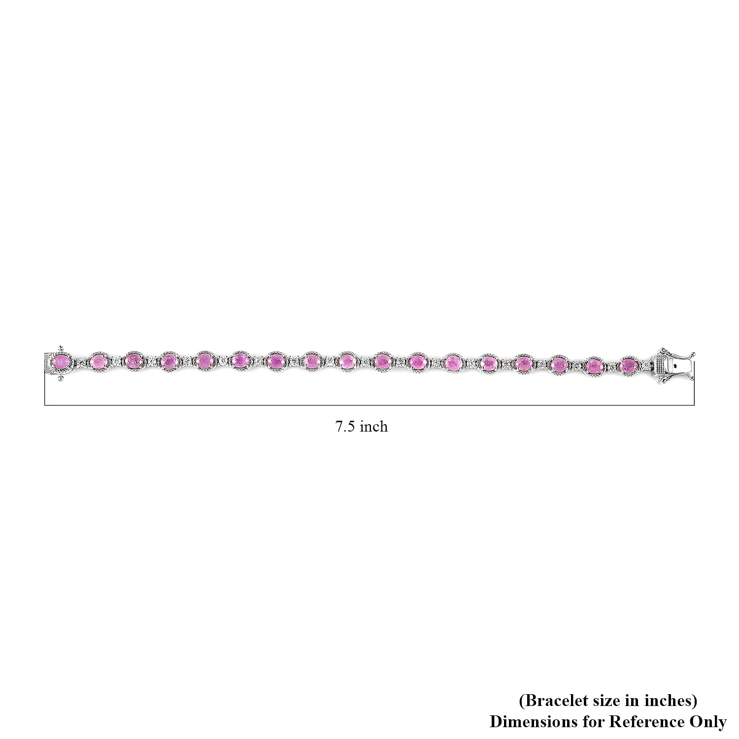 Ilakaka Hot Pink Sapphire (FF) and White Zircon Bracelet in Platinum Over Sterling Silver (7.25 In) 14.10 ctw