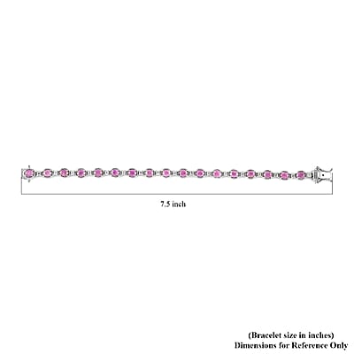Ilakaka Hot Pink Sapphire (FF) and White Zircon Bracelet in Platinum Over Sterling Silver (7.25 In) 14.10 ctw