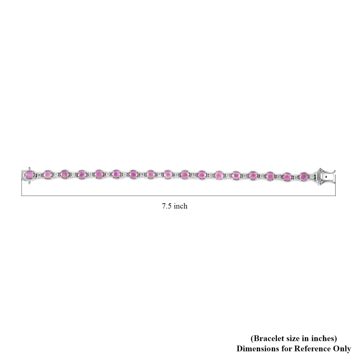 Ilakaka Hot Pink Sapphire (FF) and White Zircon Bracelet in Platinum Over Sterling Silver (7.25 In) 14.10 ctw image number 4