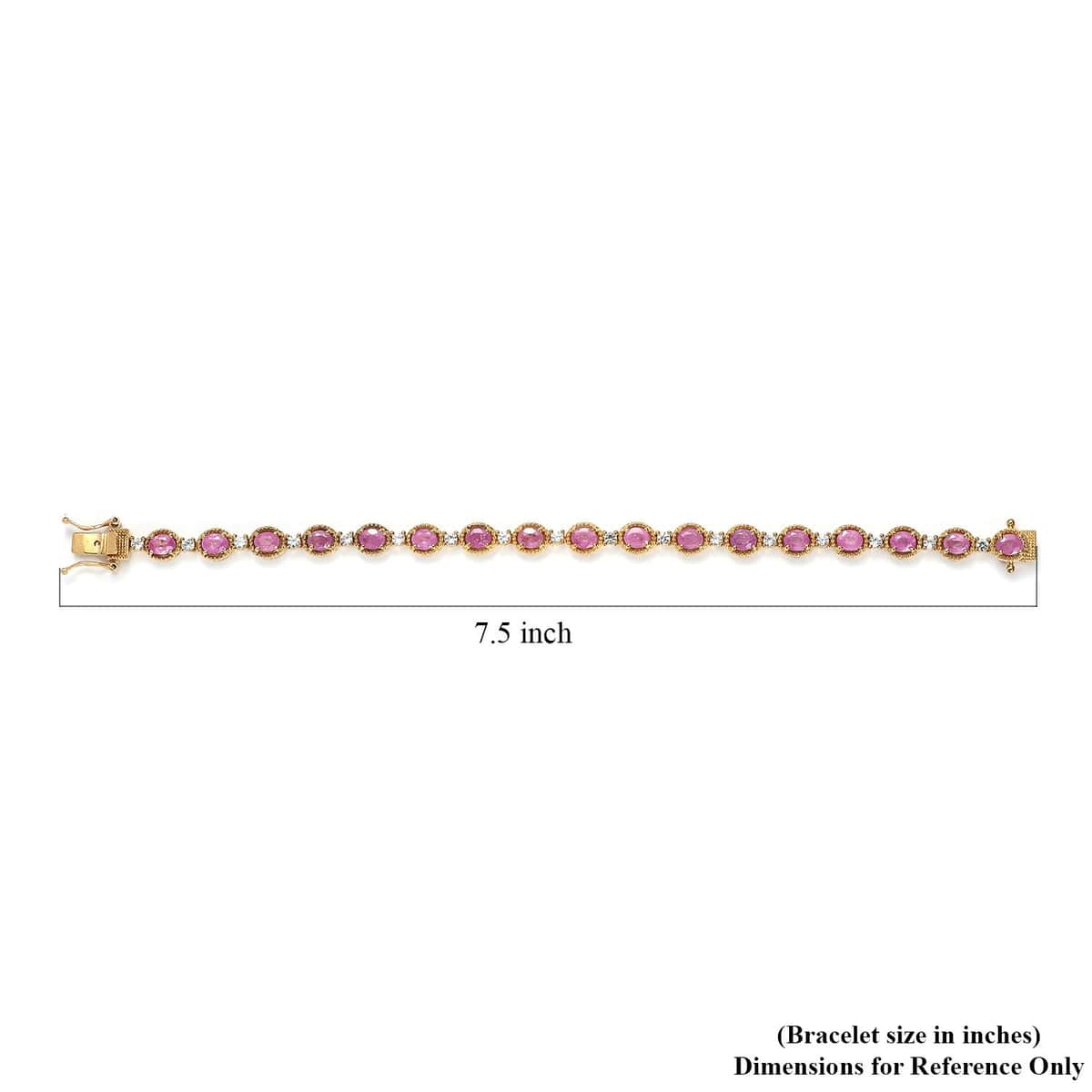 Ilakaka Hot Pink Sapphire (FF) and White Zircon Bracelet in Vermeil Yellow Gold Over Sterling Silver (7.25 In) 14.10 ctw image number 4