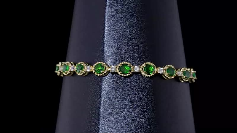 Chrome Diopside and White Zircon Bracelet in Vermeil Yellow Gold Over Sterling Silver (7.25 In) 7.25 ctw