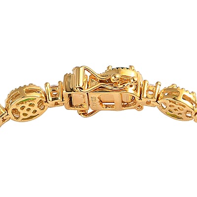 Chrome Diopside and White Zircon Bracelet in Vermeil Yellow Gold Over Sterling Silver (7.25 In) 7.25 ctw