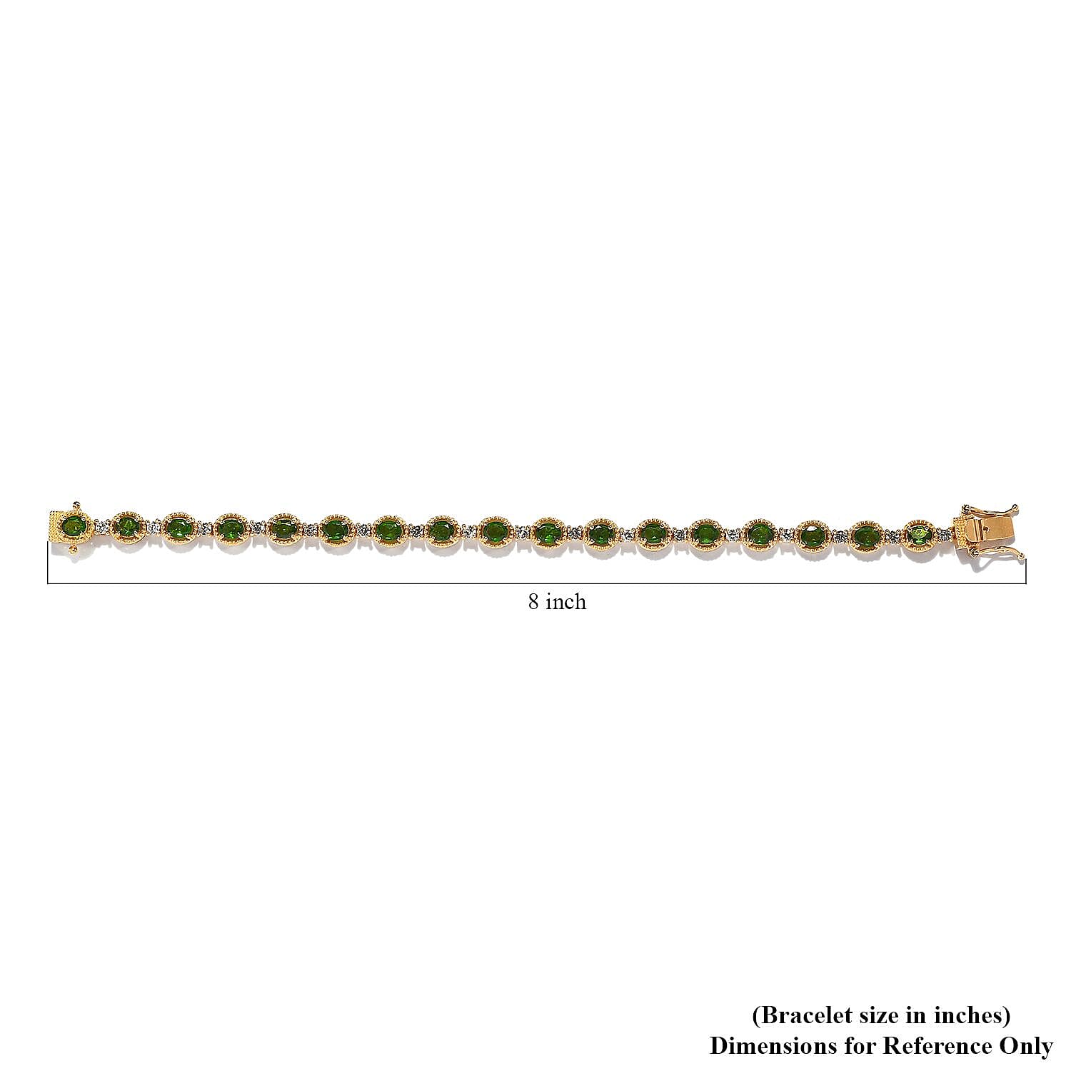 Chrome Diopside and White Zircon Bracelet in Vermeil Yellow Gold Over Sterling Silver (7.25 In) 7.25 ctw