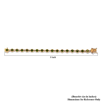 Chrome Diopside and White Zircon Bracelet in Vermeil Yellow Gold Over Sterling Silver (7.25 In) 7.25 ctw
