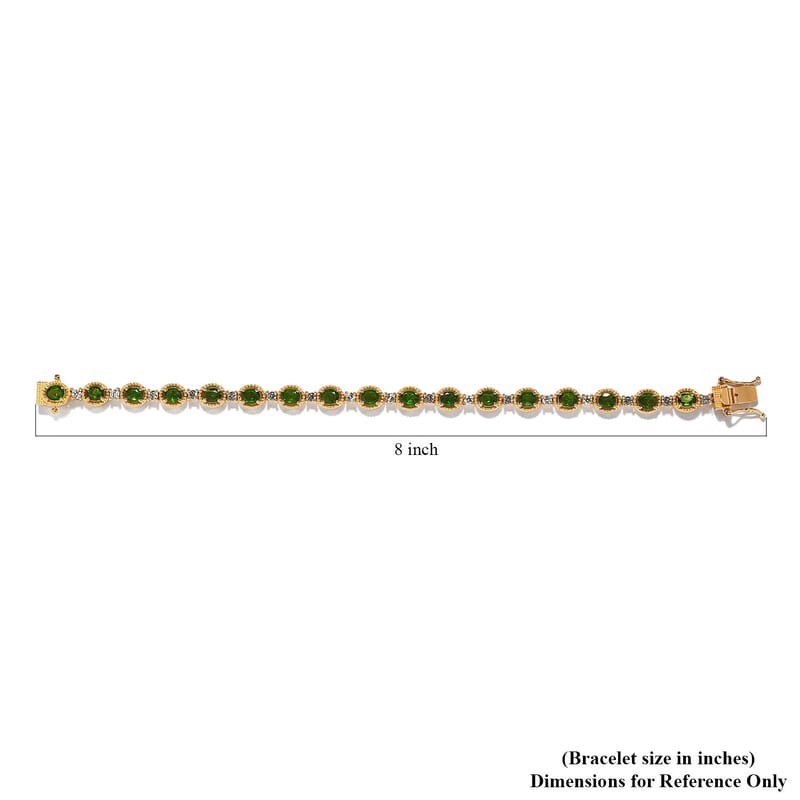 Chrome Diopside and White Zircon Bracelet in Vermeil Yellow Gold Over Sterling Silver (7.25 In) 7.25 ctw