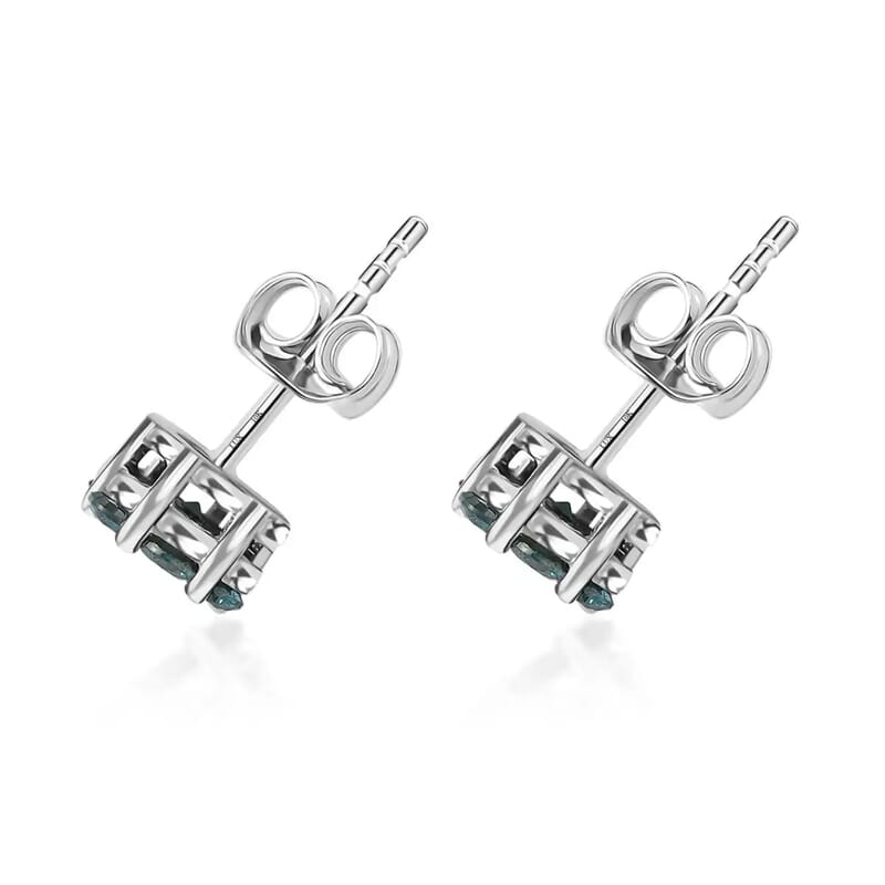 Luxoro 10K White Gold Blue Diamond Floral Stud Earrings 0.50 ctw