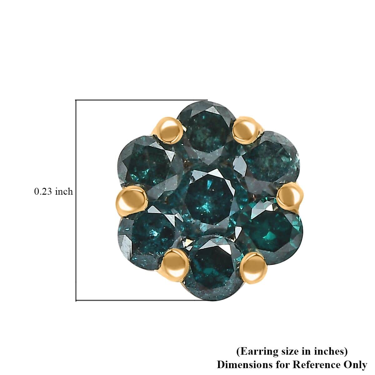Luxoro 10K Yellow Gold Blue Diamond Floral Stud Earrings 0.50 ctw image number 4