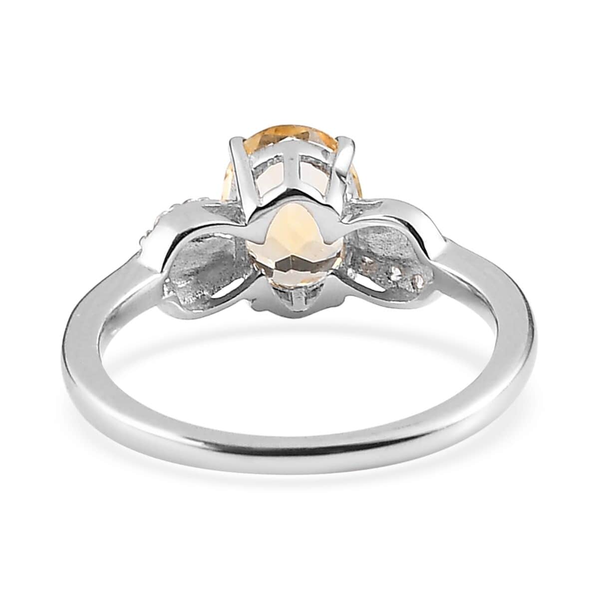 Brazilian Citrine and White Zircon Ring in Platinum Over Sterling Silver (Size 6.0) 1.15 ctw image number 4