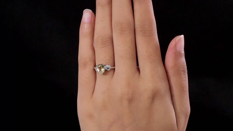 Brazilian Citrine and White Zircon Ring in Vermeil Yellow Gold Over Sterling Silver (Size 8.0) 1.15 ctw
