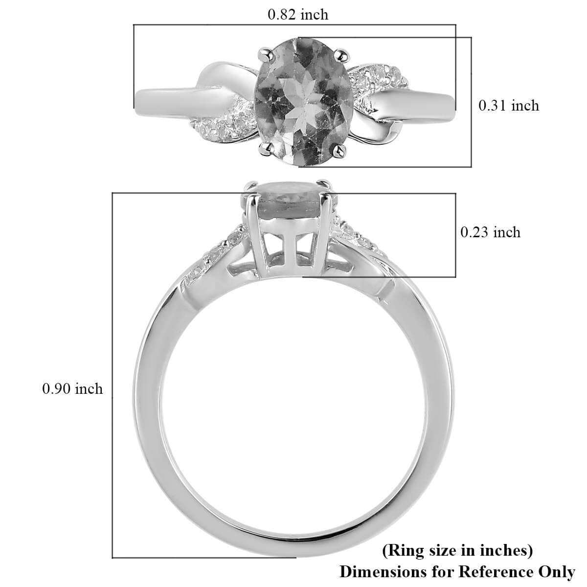 Brazilian Citrine and White Zircon Ring in Platinum Over Sterling Silver (Size 6.0) 1.15 ctw image number 5