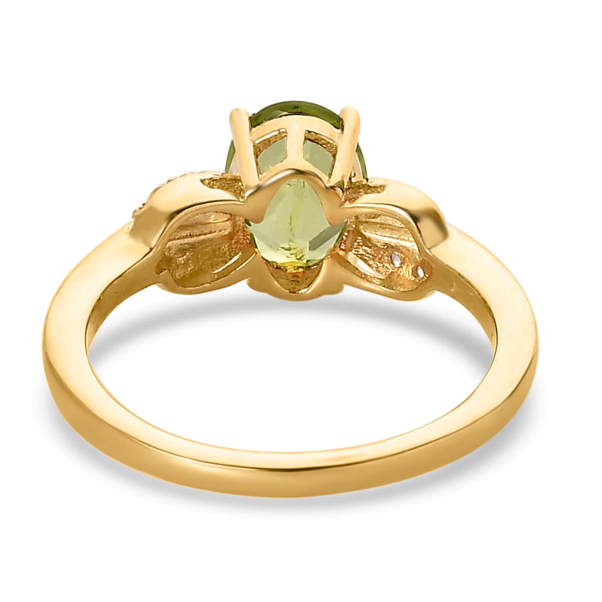 Peridot and White Zircon Ring in Vermeil YG Over Sterling Silver (Size 7.0) 1.30 ctw image number 4