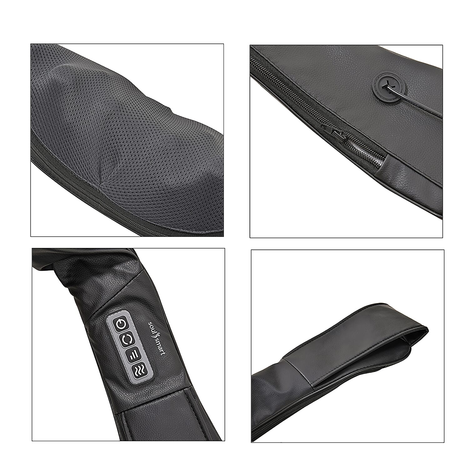 Soulsmart Black Faux Leather Shiatsu 3D Kneading Neck Massager