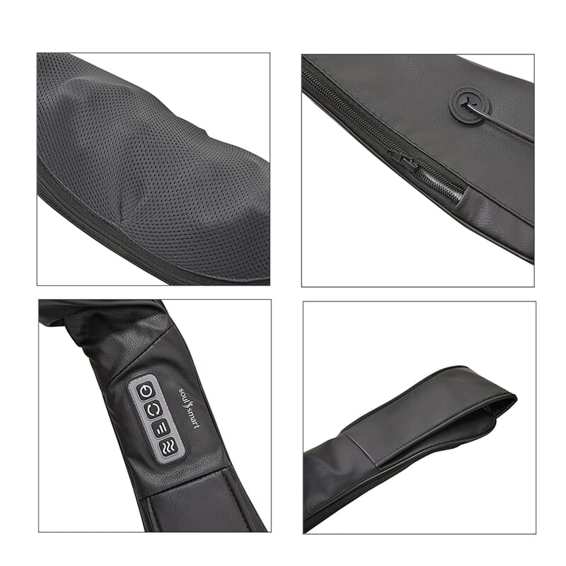 Soulsmart Black Faux Leather Shiatsu 3D Kneading Neck Massager