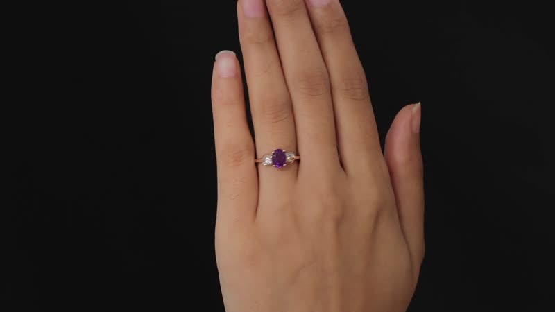 Amethyst and White Zircon Ring in Vermeil Rose Gold Over Sterling Silver (Size 6.0) 1.25 ctw