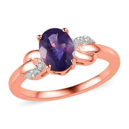 Buy Amethyst and White Zircon Ring in Vermeil Rose Gold Over Sterling Silver  (Size 9.0) 1.25 ctw at