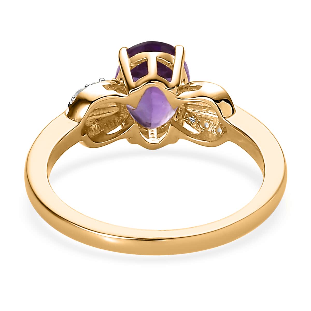Amethyst and White Zircon Ring in Vermeil Yellow Gold Over Sterling Silver (Size 6.0) 1.25 ctw image number 4