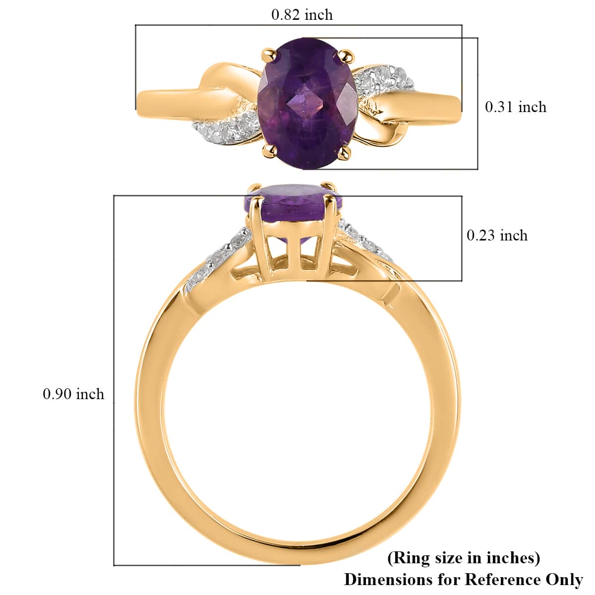 Amethyst and White Zircon Ring in Vermeil Yellow Gold Over Sterling Silver (Size 6.0) 1.25 ctw image number 5
