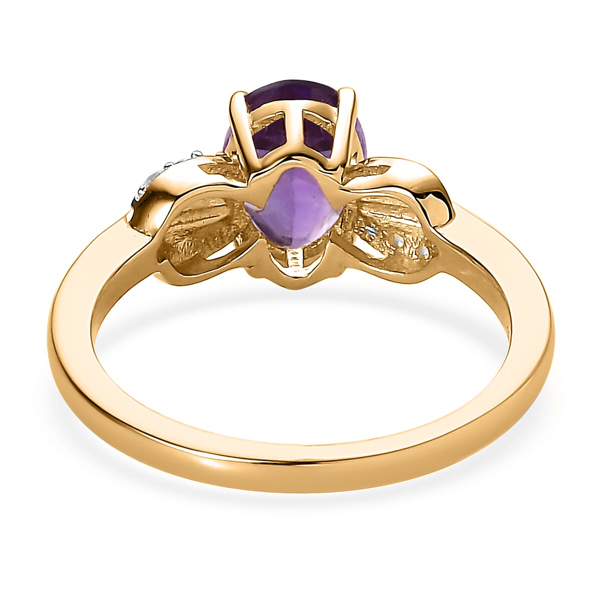 Amethyst and White Zircon Ring in Vermeil Yellow Gold Over Sterling Silver (Size 7.0) 1.25 ctw image number 4