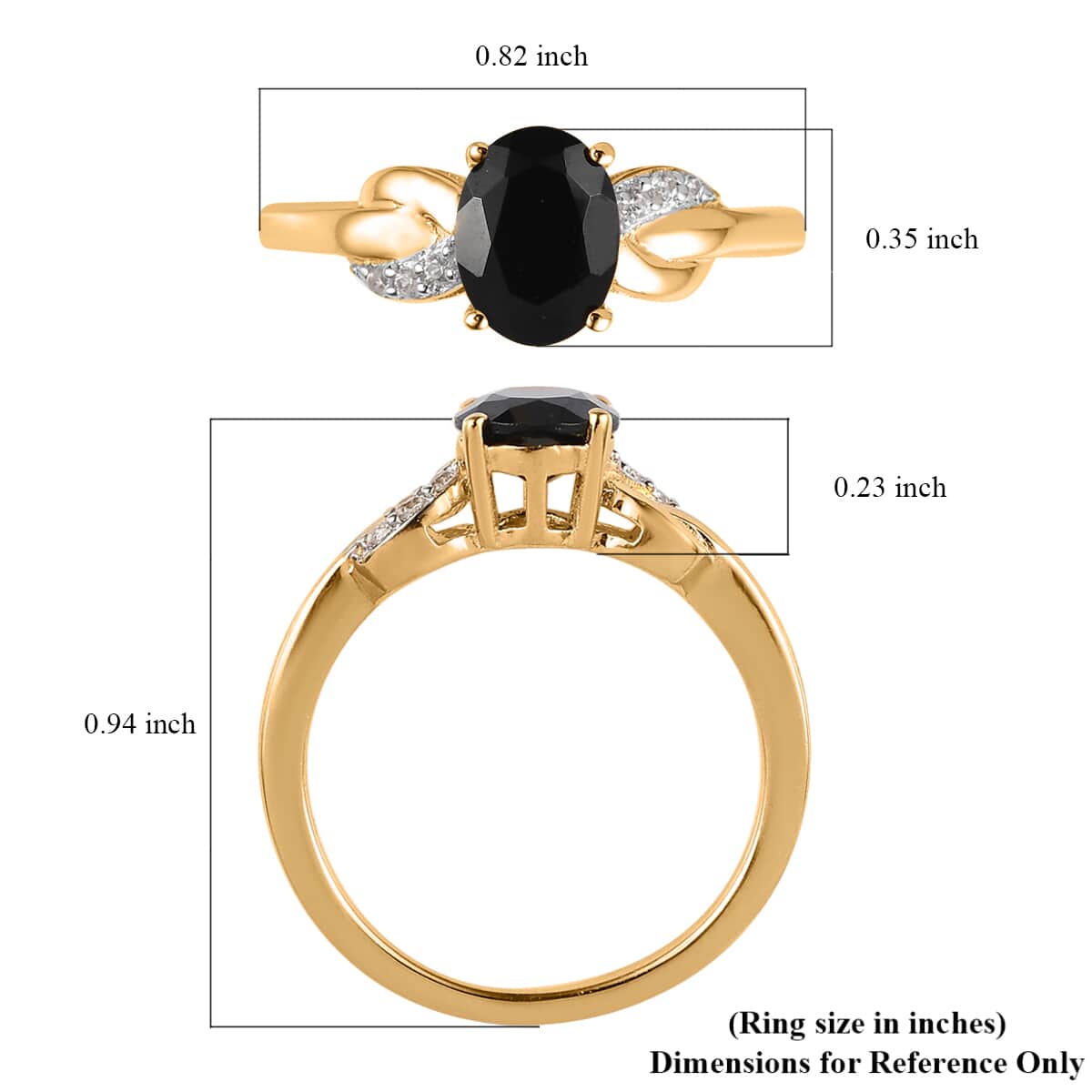 Thai Black Spinel and White Zircon Ring in Vermeil Yellow Gold Over Sterling Silver (Size 6.0) 1.65 ctw image number 5